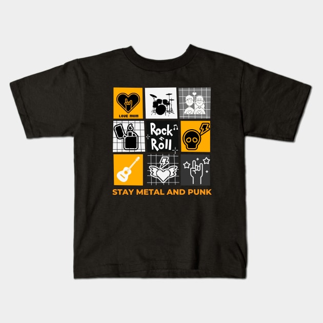 stay metal and punk love mom Kids T-Shirt by mencarirejeki